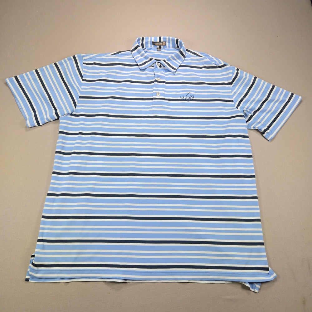 Peter Millar Polo Summer Comfort Whisper Rock Striped Blue Mens XL MS16EK53